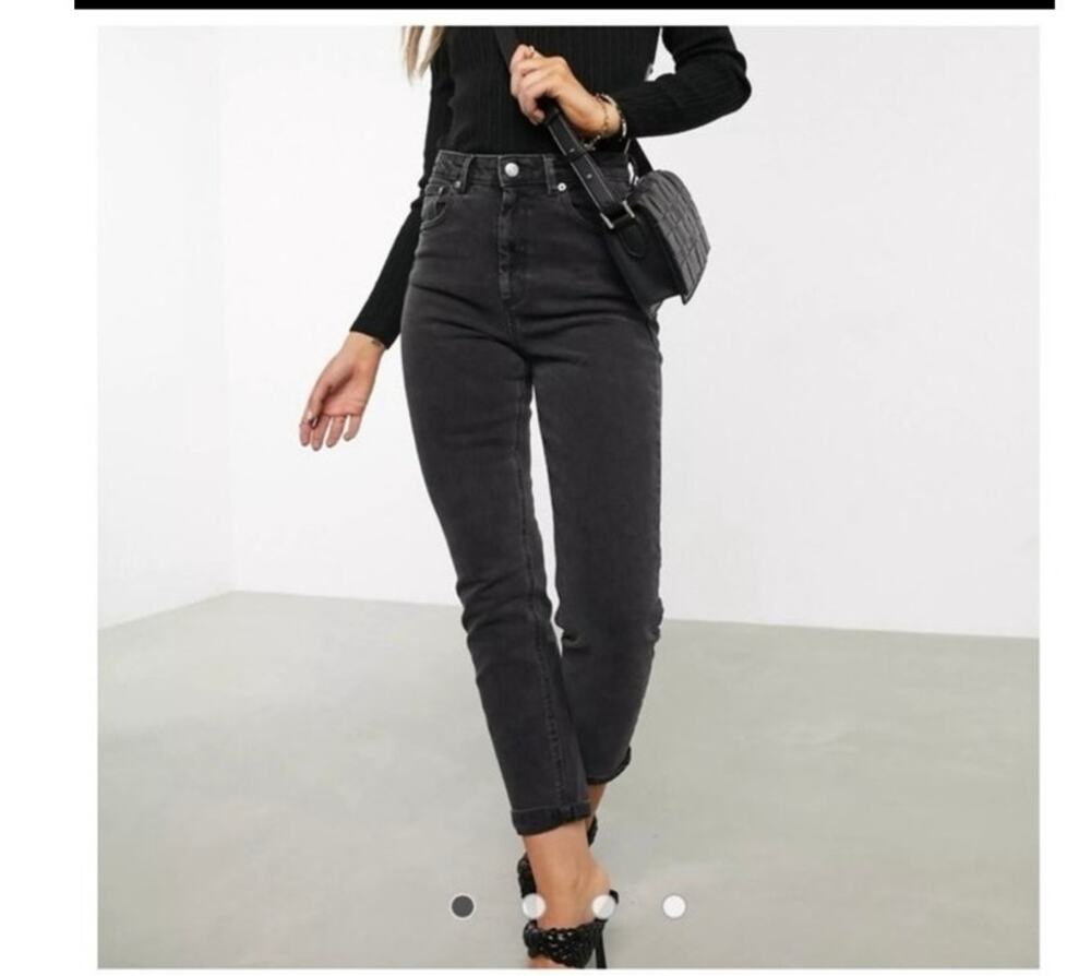ASOS Farleigh High Rise Slim Fit Washed Black Jeans size 26